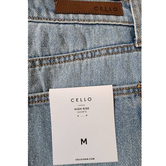 Cello Rip Tide Light Wash High Rise Frayed Hem Denim Shortie Shorts NEW - Picture 6 of 13